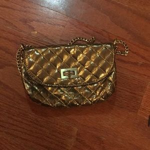 Gold crossbody clutch bag